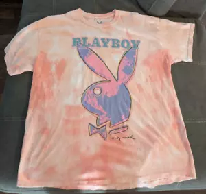 NWT Playboy Men's Andy Warhol Limited Edition Shirt Pink/Rose Rabbit Logo Size L - Picture 1 of 8