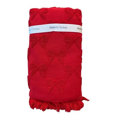 Bella Lux RED BOWS Hand Towel Set of 2 Chic Holiday Bathroom Decor New - Image 1 of 4