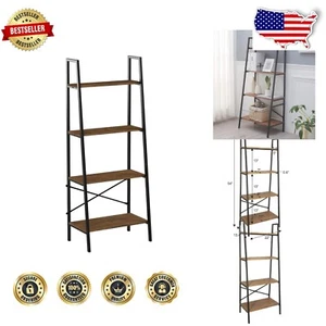 4-Tier Vintage Ladder Shelf in Hazelnut Brown for Elegant Storage Solutions - Picture 1 of 11