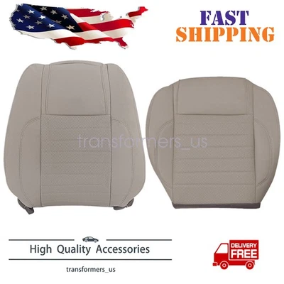 For Ford Mustang 2010-2014 Driver Bottom & Top Leather Seat Cover Light Gray - Image 1 of 4