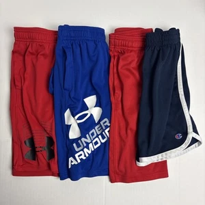 Under Armour Champion Boys Youth Medium 7/8 Shorts Lot of 4 Athletic Red Blue - Picture 1 of 13