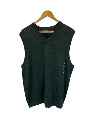 NWT $79 Hart Schaffner Marx Mens Merino Wool Sweater Vest L Hunter Green - Image 1 of 4