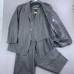 Traje de mezclilla lavado oscuro Vittorio St Angelo 3 piezas pecho único 54R chaqueta 44/34 pantalón - Imagen 1 de 24