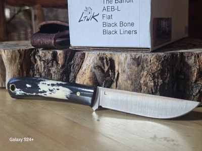 LT Wright Knives The Bandit AEB-L Steel Black Bone & Liners Fixed Blade Knife - Image 1 of 4