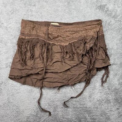 Minifalda Nature Spirit Boho Envolvente Festival Rave Nativa Marrón Cintura Ajustable Foto 1 de 4