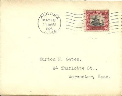 FDC 620 621 - 2¢ & 5¢ Viking Ships - 5/18/1925 - Algona, IA - Image 1 of 2