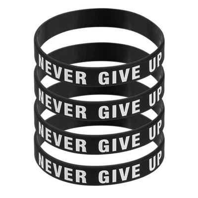4Pcs NEVER GIVE UP Wristbands for Motivation, Black - Bild 1 von 4