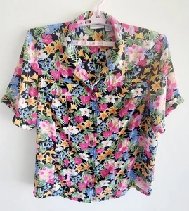Blusa semi transparente con botones florales brillantes Jaclyn Smith para mujer 2X - Imagen 1 de 9