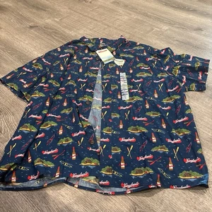 Duluth Trading BBQ Relaxed Fit Camicia Manica Corta Uomo XXL Blu con Leinenkugel - Foto 1 di 10