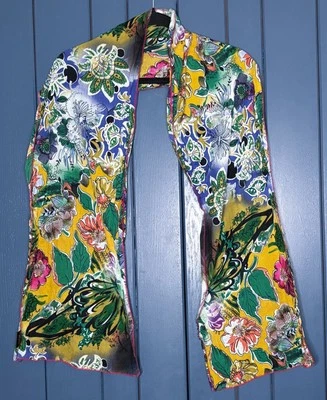 Sacred Threads Floral Fashion Scarf Colorful Botanical Boho Romani Festival - Image 1 of 4