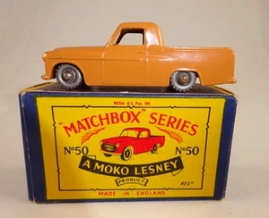 Matchbox No. 50A Commer Pick-up marrón oscuro ruedas plateadas más raras en caja "B" - Imagen 1 de 12