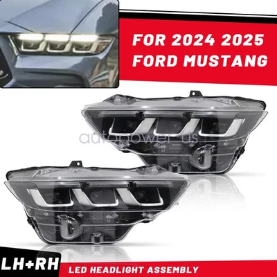 For Ford Mustang 2024 2025 LED Headlight Lamp Left+Right Driver+Passenger Side - Image 1 of 4