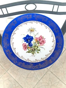 ANTIKE  COBALT PORZELLAN ZIERTELLER WAND TELLER " BRIG "Made in Schweiz 26,5 cm - Bild 1 von 5