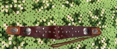 Brown Leather belt Y2K Retro Grunge Fringe Boho Western Rockabilly Rock - Image 1 of 4