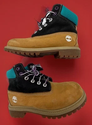 Timberland Niños 6 pulgadas Waterptoof Botas 2.5 Tostado, Verde azulado y Negro Foto 1 de 4