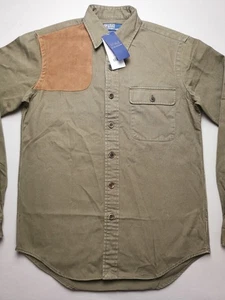 Polo By Ralph Lauren Mens Size S Custom Fit Suede-Patch Chino Shirt (BNWT) Green - Picture 1 of 20