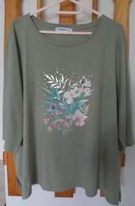 LC Waikiki Green Cotton Top with 7/8 Sleeves US 2XL - Picture 1 of 7