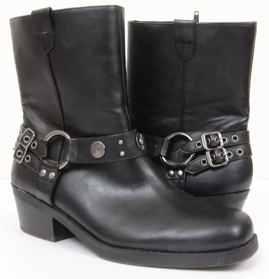 Wild Pair Sherri Women's 10 Harness Moto Booties Biker Rocker Vegan Leather - Image 1 of 4