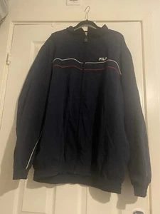 FILA Men's Navy Blue Polyester Zip Stand Collar Track Jacket Gannon Peacoat XXL - Picture 1 of 5