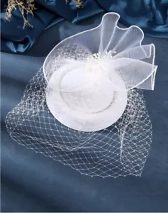 Fascinator Bridal Veil Hat with Alligator Hair Clip in 2 Colors - Picture 1 of 25