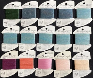 15xNeedlepoint/Embroidery THREAD RG Petite+Frosty Rays+Flair nylon ribbon-RE6 - Picture 1 of 1