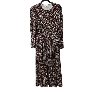 Vestido Boden Manga Larga Jersey Midi Talla 8 Bolsillos Pequeños Negro Estampado Rosa - Imagen 1 de 14