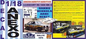 ANHANG DECAL 1/18 FORD ESCORT RS 1800 ROTHMANS H.MIKKOLA ACROPOLIS 1979 DnF (04) - Bild 1 von 1