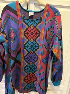 Maglione donna vintage Graff California Wear grande tribale sud-occidentale made in USA - Foto 1 di 8