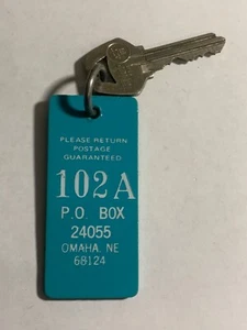 Vintage Hotel Motel Room Key Fob with Key Omaha Nebraska #102A - Picture 1 of 2