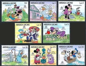 👉 DISNEY // SIERRA LEONE 1986 STOCKHOLMIA'86 SC#799-806 MNH FAIRY TALES, SONG - Picture 1 of 2
