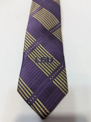 LSU Tigers Men's Tie Eagle Wings Purple.Gold Striped NWT Alumni Tigers Football - Image 1 of 4