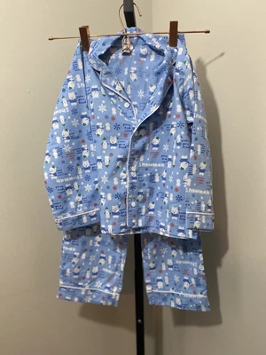 Conjunto de pijama Baby Gap 2 piezas manga larga botón delantero top con pantalones muñeco de nieve 5 años Foto 1 de 4