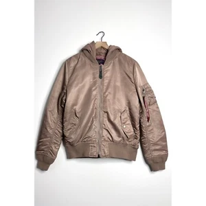 ALPHA INDUSTRIES Womens MA-1 Natus Hooded Bomber Jacket Pink size Large - Picture 1 of 11