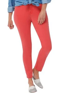 Jen7 for 7 for All Mankind Sateen Ankle Skinny Jean Peony Red - Picture 1 of 2