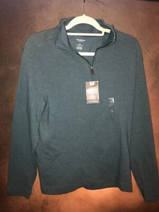Van Heusen S NWT Never Tuck Otto Pull Over 1/4 Zip Green Msrp 65 🧡 - Picture 1 of 7