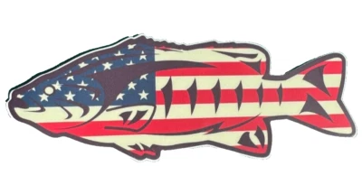 USA American Flag Smallmouth Bass Sticker - 5 in - Buy 2 Get 1 FREE - Image 1 of 4