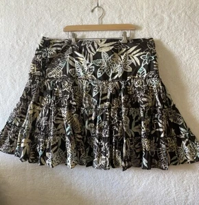 Falda Mirror Image Talla Grande, Marrón Estampado Tropical, 3 Niveles, Talla 3X, Nueva Con Etiquetas - Imagen 1 de 9