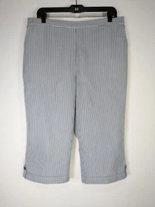 Alfred Dunner Size 16P Blue White Striped Pocket Pull On Capri Pants - Picture 1 of 6