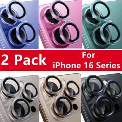2 Pack For iPhone 16 Pro Max/16 Pro/16 Plus/16 Metal Ring Camera Lens Protector - Image 1 of 4