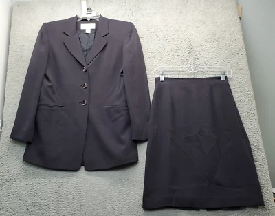 Jones New York 2 Piece Set Blazer & Skirt Womens Size 4 Black 100% Silk Lined - Image 1 of 4