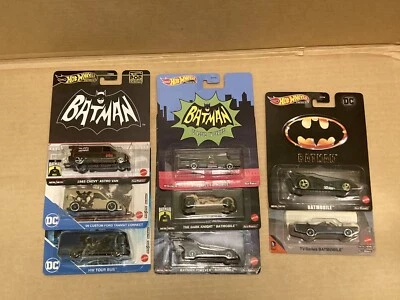Hot Wheels Pop Culture Entertainment DC Batman Batmobile Lot Of 8 - Image 1 of 4
