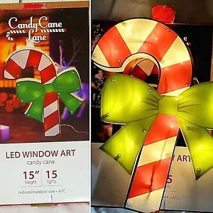 CANDY CANE LANE LED FENSTERKUNST ZUCKERSTANGE 15" WEIHNACHTSDEKO INNEN/AUSSENBEREICH - Bild 1 von 12