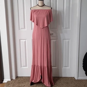Gorgeous Casual Elegant Jersey Off Shoulder Maxi Dress sz L - Picture 1 of 12