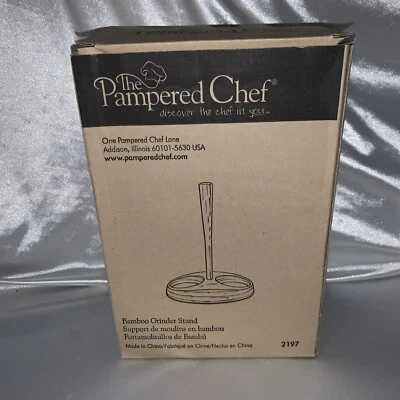 Pampered Chef Bamboo Grinder Stand #2197 New NIB Discontinued Item - Image 1 of 3