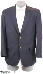 Blazer Firmato Jos A Bank Da Uomo Bottoni Oro Navy 2 Btn Lana 40R - Foto 1 di 13
