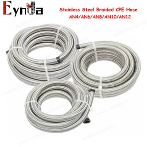 4AN/6AN/8AN/10AN/12AN Stainless Steel Braided CPE Fuel/Oil/Gas Hose Line Silver - Picture 1 of 9