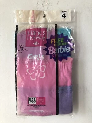 vintage hanes her way cotton panties underwear girls size 4 NOS 1994 barbie - Image 1 of 4