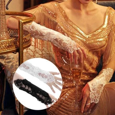 Guantes de novia sin dedos de encaje para mujer manga para boda fiesta para Navidad Foto 1 de 4