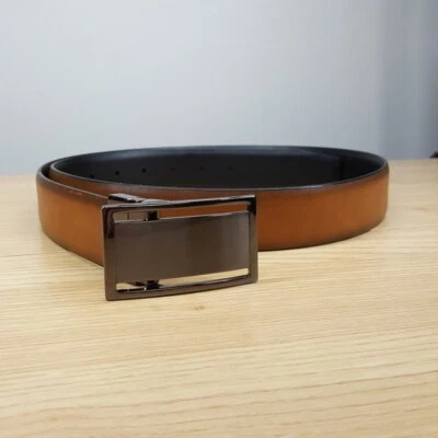 Cinturón ALFANI Hombre Talla Grande 38 40 Marrón Negro Placa Reversible Hebilla Deslizable Foto 1 de 4