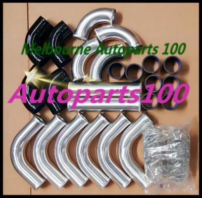 2.5" 63mm Aluminum Universal Intercooler Turbo Piping + Black hose+ T-Clamp kits - Image 1 of 4